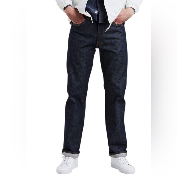 Levis 501 Jeans Rigid Shrink To Fit NWT Straight Leg Dark Wash Denim 40 X 34 - Picture 1 of 10